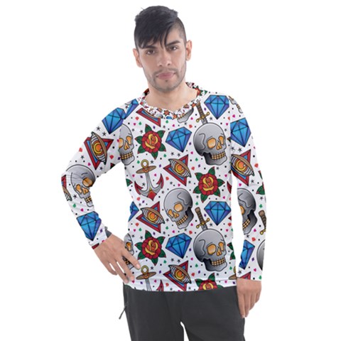 Full Color Flash Tattoo Patterns Men s Pique Long Sleeve T-shirt by Bedest