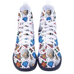 Full Color Flash Tattoo Patterns Women s High-top Canvas Sneakers by Bedest