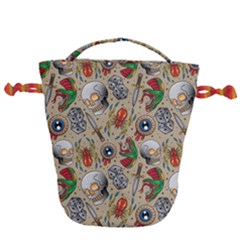 Tattoo Pattern Drawstring Bucket Bag by Bedest