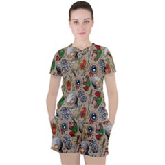 Tattoo Pattern Women s T-shirt And Shorts Set