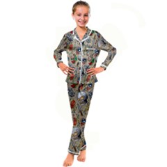 Tattoo Pattern Kids  Satin Long Sleeve Pajamas Set by Bedest