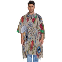 Tattoo Pattern Men s Hooded Rain Ponchos by Bedest