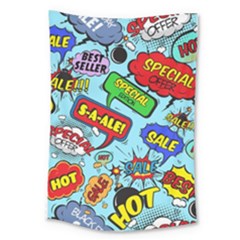 Comic Bubbles Seamless Pattern Large Tapestry