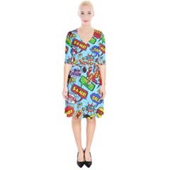 Comic Bubbles Seamless Pattern Wrap Up Cocktail Dress by Bedest