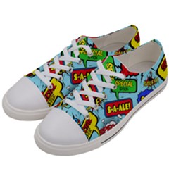 Comic Bubbles Seamless Pattern Women s Low Top Canvas Sneakers by Bedest