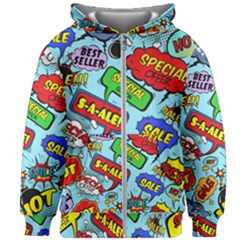 Comic Bubbles Seamless Pattern Kids  Zipper Hoodie Without Drawstring by Bedest