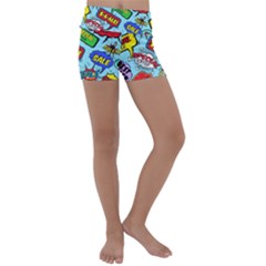 Comic Bubbles Seamless Pattern Kids  Lightweight Velour Yoga Shorts by Bedest