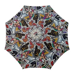 Vintage College Colorful Seamless Pattern Golf Umbrellas by Bedest