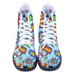 Comic Bubbles Seamless Pattern Men s High-top Canvas Sneakers by Bedest