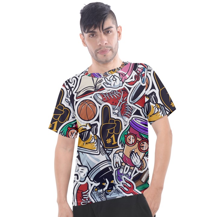 Vintage College Colorful Seamless Pattern Men s Sport Top