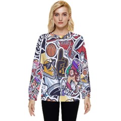 Vintage College Colorful Seamless Pattern Hidden Pocket Sweatshirt