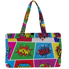 Pop Art Comic Vector Speech Cartoon Bubbles Popart Style With Humor Text Boom Bang Bubbling Expressi Canvas Work Bag by Bedest