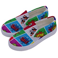 Pop Art Comic Vector Speech Cartoon Bubbles Popart Style With Humor Text Boom Bang Bubbling Expressi Kids  Canvas Slip Ons