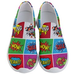 Pop Art Comic Vector Speech Cartoon Bubbles Popart Style With Humor Text Boom Bang Bubbling Expressi Men s Lightweight Slip Ons by Bedest