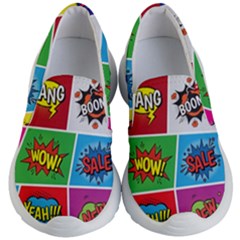 Pop Art Comic Vector Speech Cartoon Bubbles Popart Style With Humor Text Boom Bang Bubbling Expressi Kids Lightweight Slip Ons by Bedest