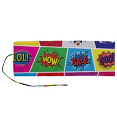 Pop Art Comic Vector Speech Cartoon Bubbles Popart Style With Humor Text Boom Bang Bubbling Expressi Roll Up Canvas Pencil Holder (m) by Bedest