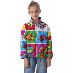 Pop Art Comic Vector Speech Cartoon Bubbles Popart Style With Humor Text Boom Bang Bubbling Expressi Kids  Half Zip Hoodie