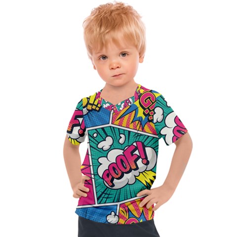 Comic Colorful Seamless Pattern Kids  Sports T-shirt by Bedest