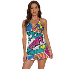 Comic Colorful Seamless Pattern 2-in-1 Flare Activity Dress by Bedest