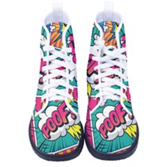 Comic Colorful Seamless Pattern Men s High-top Canvas Sneakers by Bedest