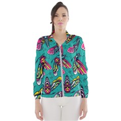 Vintage Colorful Insects Seamless Pattern Women s Windbreaker