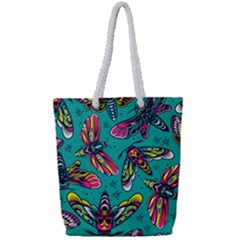 Vintage Colorful Insects Seamless Pattern Full Print Rope Handle Tote (small) by Bedest