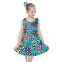 Vintage Colorful Insects Seamless Pattern Kids  Summer Dress by Bedest