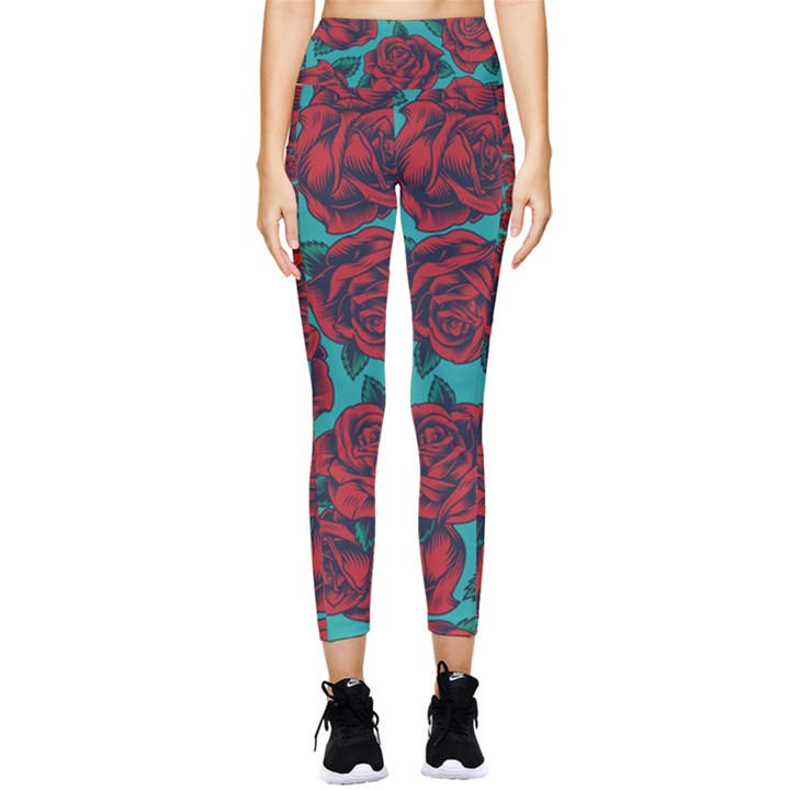 Vintage Floral Colorful Seamless Pattern Pocket Leggings 