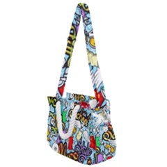 Graffiti Characters Seamless Patterns Rope Handles Shoulder Strap Bag