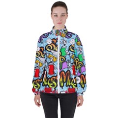 Graffiti Characters Seamless Patterns Women s High Neck Windbreaker