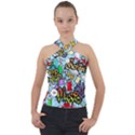 Graffiti Characters Seamless Patterns Cross Neck Velour Top View1