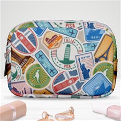 Travel Pattern Immigration Stamps Stickers With Historical Cultural Objects Travelling Visa Immigran Make Up Pouch (small) by Bedest