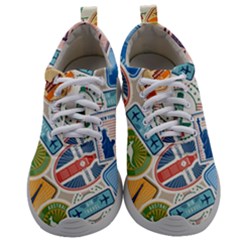 Travel Pattern Immigration Stamps Stickers With Historical Cultural Objects Travelling Visa Immigran Mens Athletic Shoes by Bedest