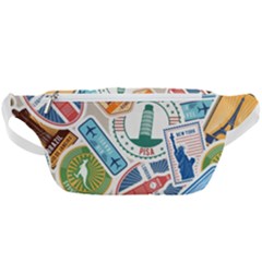 Travel Pattern Immigration Stamps Stickers With Historical Cultural Objects Travelling Visa Immigran Waist Bag  by Bedest