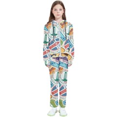 Travel Pattern Immigration Stamps Stickers With Historical Cultural Objects Travelling Visa Immigran Kids  Tracksuit by Bedest