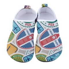 Travel Pattern Immigration Stamps Stickers With Historical Cultural Objects Travelling Visa Immigran Men s Sock-style Water Shoes