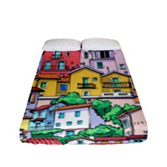 Menton Old Town France Fitted Sheet (full/ Double Size) by Bedest