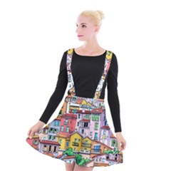 Menton Old Town France Suspender Skater Skirt by Bedest