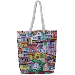 Menton Old Town France Full Print Rope Handle Tote (small) by Bedest