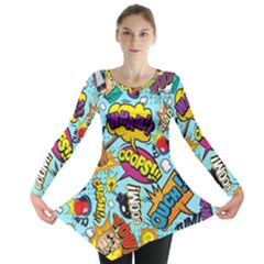 Comic Elements Colorful Seamless Pattern Long Sleeve Tunic  by Bedest