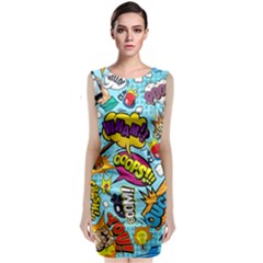 Comic Elements Colorful Seamless Pattern Classic Sleeveless Midi Dress by Bedest