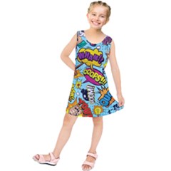 Comic Elements Colorful Seamless Pattern Kids  Tunic Dress by Bedest