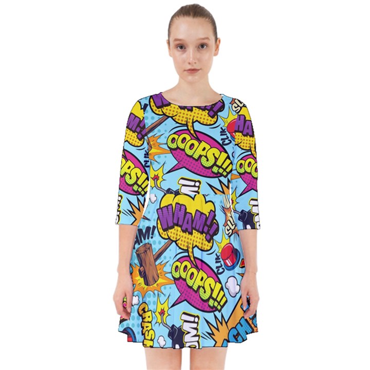 Comic Elements Colorful Seamless Pattern Smock Dress