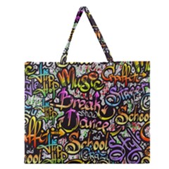 Graffiti Word Seamless Pattern Zipper Large Tote Bag by Bedest