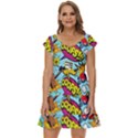 Comic Elements Colorful Seamless Pattern Short Sleeve Tiered Mini Dress View1