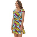 Comic Elements Colorful Seamless Pattern Short Sleeve Tiered Mini Dress View2