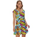 Comic Elements Colorful Seamless Pattern Short Sleeve Tiered Mini Dress View3