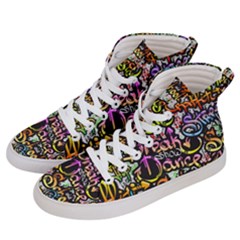 Graffiti Word Seamless Pattern Men s Hi-top Skate Sneakers by Bedest