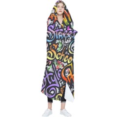 Graffiti Word Seamless Pattern Wearable Blanket by Bedest