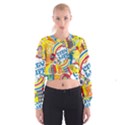 Colorful City Life Horizontal Seamless Pattern Urban City Cropped Sweatshirt View1